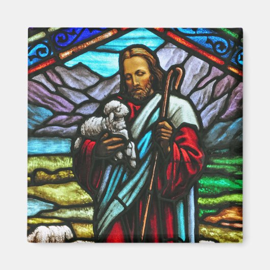 Glas in lood afbeelding Jezus magnet (Voorkant)