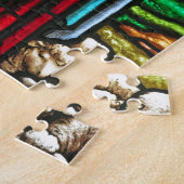 Glas in lood afbeelding van Jezus en lammeren Legpuzzel (Zijkant)