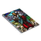 Glas in lood afbeelding van Jezus en lammeren Notitieboek (Rechterzijde)