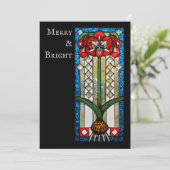 Glas in lood amaryllis Holiday en Kerstmis Feestdagenkaart (Staand voorkant)