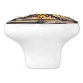 Glas in lood Amber Wit Bruin Art Deco Keramische Knop (Zijkant)