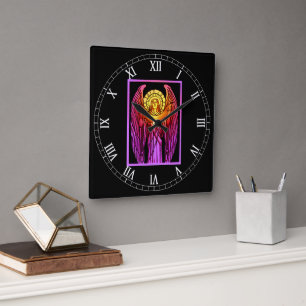Glas in lood Angel Acrylwandklok Vierkante Klok