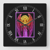 Glas in lood Angel Acrylwandklok Vierkante Klok (Voorkant)