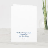Glas in lood Angel - Blauwe Trompet Feestdagen Kaart (Achterkant)