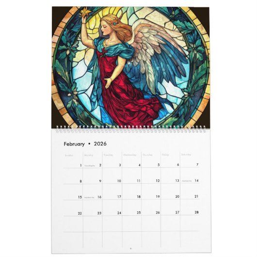 Glas in lood Angel Kalender (Feb 2026)