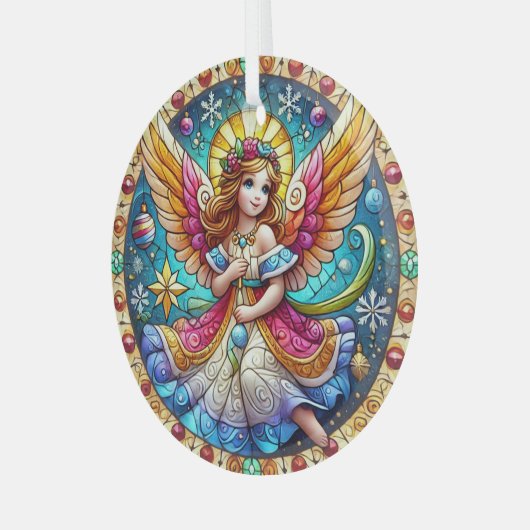 Glas in lood Angel Ornament (Voorkant links)