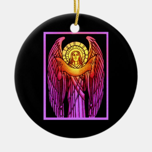 Glas in lood Angel Round Ornament (Voorkant)