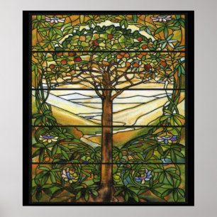 Glas in lood Apple Tree-kunst afdrukken Poster