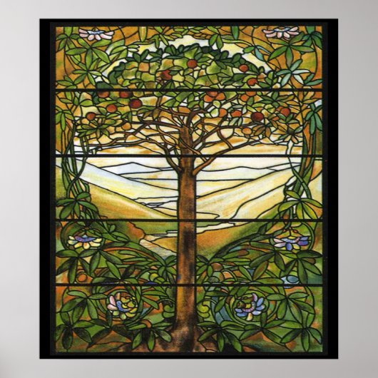 Glas in lood Apple Tree-kunst afdrukken Poster (Voorkant)