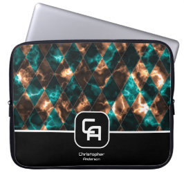 Glas in lood Aqua Gold Monogram Laptop Sleeve