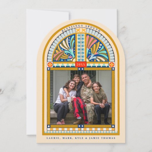 Glas in lood Arch Elegant Kerstfotokaart Kaart (Voorkant)