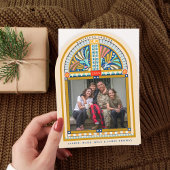 Glas in lood Arch Elegant Kerstfotokaart Kaart
