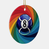 Glas in lood Art, 8 Ball Glas in lood Style Keramisch Ornament (Rechts)