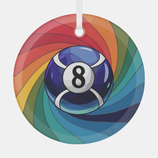 Glas in lood Art, 8 Ball Glas in lood Style Ornament (Voorkant)