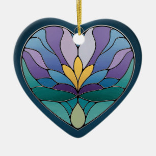 Glas in lood Art, Abstract Flower Glas in lood Keramisch Ornament