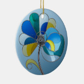 Glas in lood Art, Abstract Flower Glas in lood Keramisch Ornament (Rechts)