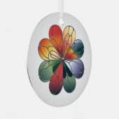 Glas in lood Art, Abstract Flower Glas in lood Metalen Ornament (Voorkant Rechts)