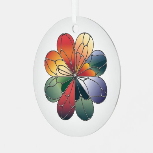 Glas in lood Art, Abstract Flower Glas in lood Metalen Ornament (Voorkant links)