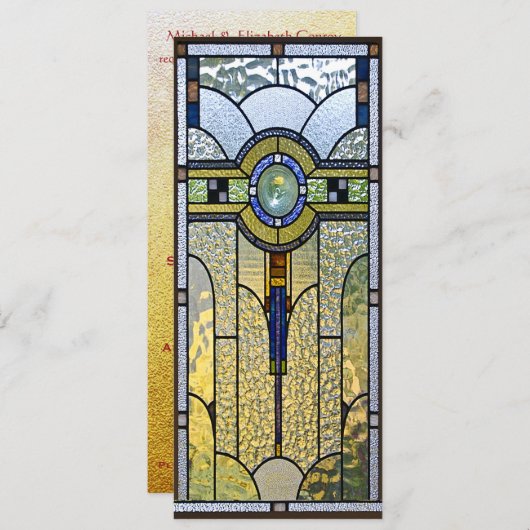 glas in lood art deco doop uitnodiging voor de bru (Voorkant / Achterkant)