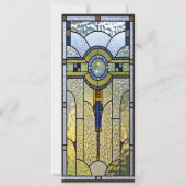 glas in lood art deco doop uitnodiging voor de bru (Voorkant)