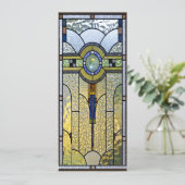 glas-in-lood art deco doopsel trouw uitnodiging (Staand voorkant)