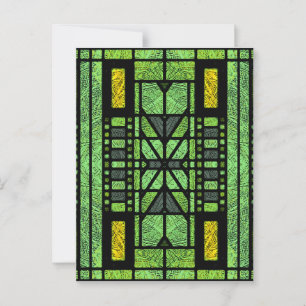 Glas-in-lood Art Deco in groen en goud Briefkaart