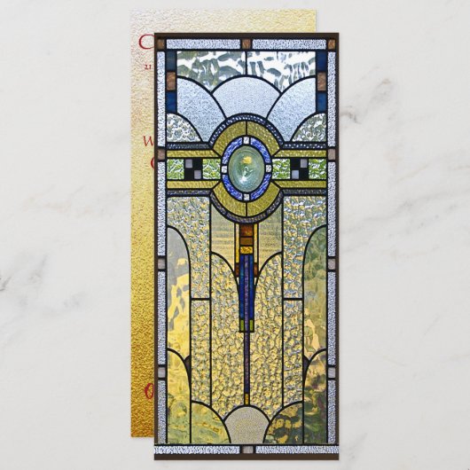 glas-in-lood art deco kerk evenement uitnodiging (Voorkant / Achterkant)