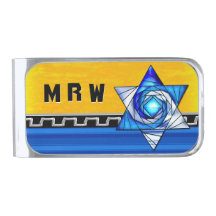 Glas in lood Art Deco Magen David - Monogrammed