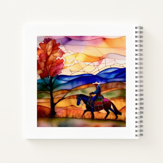Glas in lood Art Design Cowboy Trail Ride Notitieboek (Achterkant)