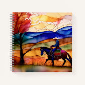 Glas in lood Art Design Cowboy Trail Ride Notitieboek (Voorkant)