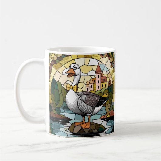 Glas in lood Art, Gekke Gans Glas in lood Koffiemok (Links)