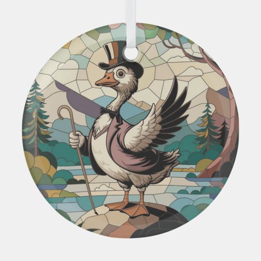 Glas in lood Art, Gekke Gans Glas in lood Ornament (Voorkant)