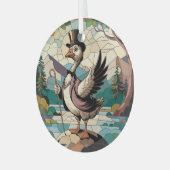 Glas in lood Art, Gekke Gans Glas in lood Ornament (Voorkant links)