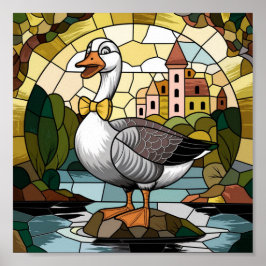 Glas in lood Art, Gekke Gans Glas in lood Poster