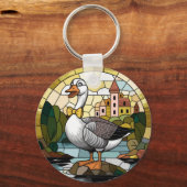 Glas in lood Art, Gekke Gans Glas in lood Sleutelhanger (Voorkant)