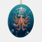 Glas in lood Art, Glas in lood Octopus Keramisch Ornament (Rechts)