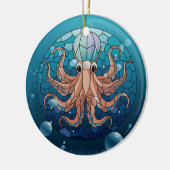 Glas in lood Art, Glas in lood Octopus Keramisch Ornament (Links)