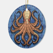 Glas in lood Art, Glas in lood Octopus Keramisch Ornament (Links)