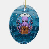 Glas in lood Art, Glas in lood Octopus Keramisch Ornament (Rechts)