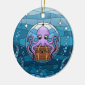 Glas in lood Art, Glas in lood Octopus Keramisch Ornament (Links)