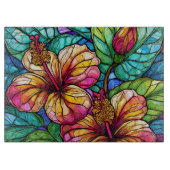 Glas in lood art hibiscus snijplank (Voorkant)