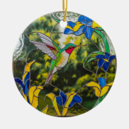 Glas in lood Art, Hummingbird Glas in lood Keramisch Ornament