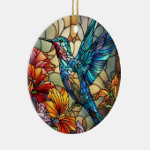 Glas in lood Art, Hummingbird Glas in lood Keramisch Ornament (Rechts)