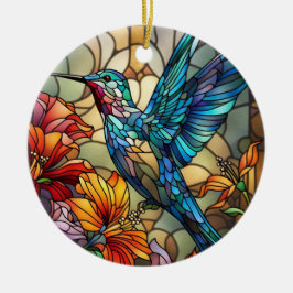 Glas in lood Art, Hummingbird Glas in lood Keramisch Ornament