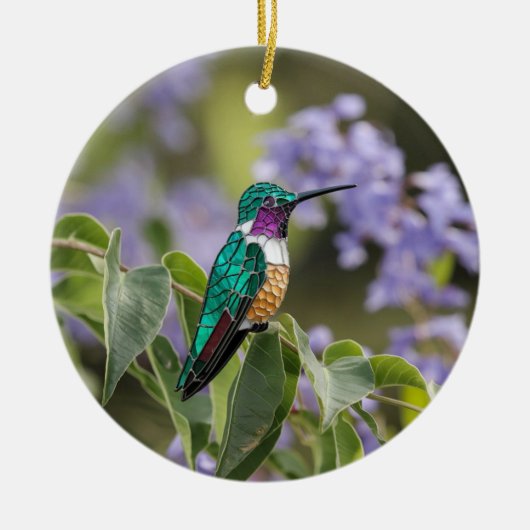 Glas in lood Art, Hummingbird Glas in lood Keramisch Ornament (Voorkant)