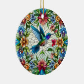 Glas in lood Art, Hummingbird Glas in lood Keramisch Ornament (Rechts)