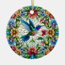 Glas in lood Art, Hummingbird Glas in lood