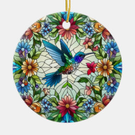 Glas in lood Art, Hummingbird Glas in lood Keramisch Ornament