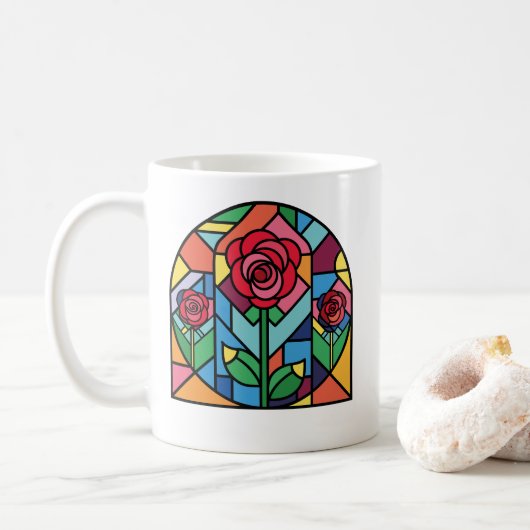 Glas in lood Art. Koffiemok (Met donut)