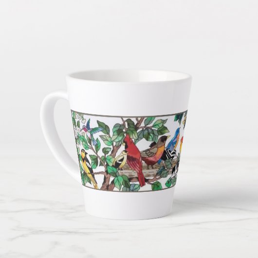 Glas in lood Art Mooie Bloesems & Vogels Latte Mok (Linkerhoek)